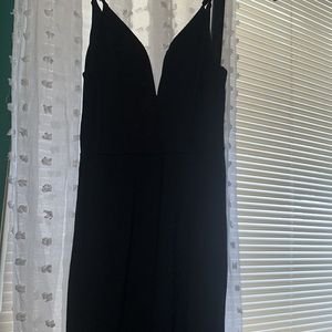 Black Front Slit Long Leg Dress
